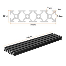 uxcell T Slot 2080 Aluminum Extrusion Profile European Standard 400mm x 80mm Anodized Black Linear Rail Extrusion Frame for 3D Printer, CNC, DIY