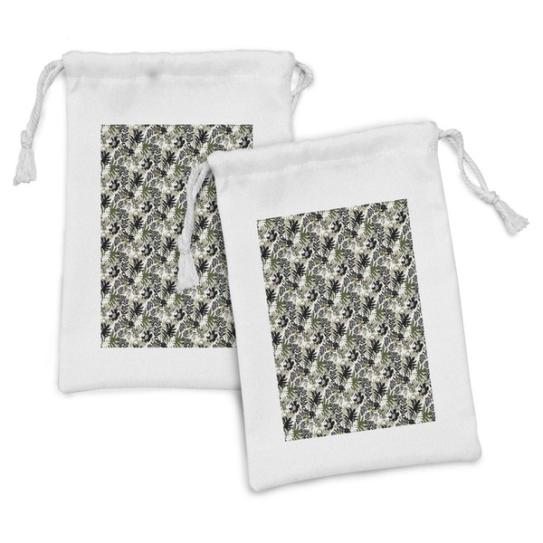 Ambesonne Forest Fabric Pouch Set of 2, Exotic Fern and