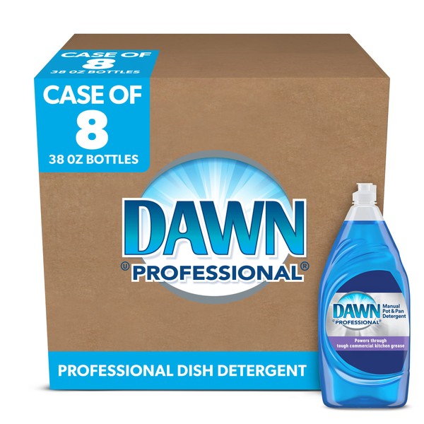 Dawn Professional Dishwashing Liquid Soap Detergent, Bulk Degreaser Removes Greasy Foods from Pots, Pans and Dishes in Commercial Restaurant Kitchens, Regular Scent, 38 oz. (Case of 8)
