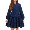 Arshiner Girls Dress Swiss Dot V Neck Long Sleeve Ruffle