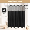 FADOTY No Hook Shower Curtain and Liner Set, Black Snap