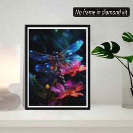 SKRYUIE 5D Diamond Painting Kits Dragonfly for Adults Full Round Drill, DIY Paint with Diamond Art Kits for Adults Crystal Cross Stitch Art Craft Wall Office Decor 12x16 inch / 30x40 cm B2130