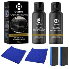 Wffeila Plastic Repair, Repair and Renewal of Plastics, Rubber and Leather Parts for Indoor and Outdoor Use, 2 x 50ml with Towel + 2 Sponges