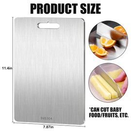 Qaestuan Titanium Chopping Board, Titanium Cutting Board, Kovali Titanium Chopping Board, Stainless Steel, Double-Sided Food Grade Chopping Board, Chopping Board for Meat for Fruit, Veget
