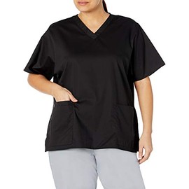 WonderWink womens Plus-size Wonderwork V-neck Top medical scrubs shirts, Black, XX-Large US
