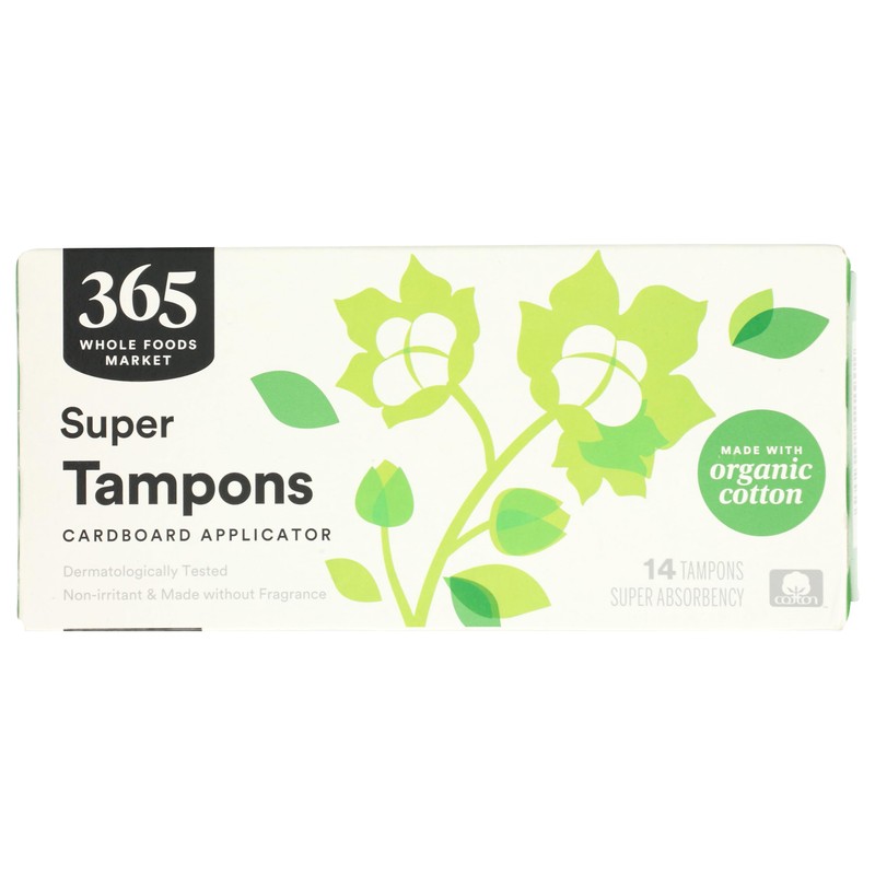 365 by Whole Foods Market Organic Super Tampons Cardboard Applicator,