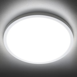 SunRider LED Flush Mount Ceiling Light Fixture, 6000K Cool White, 2400LM, 12 Inch 24W Modern Round Flat Lights, 240W Equiv. Panel Lamp, Non-Dimmable