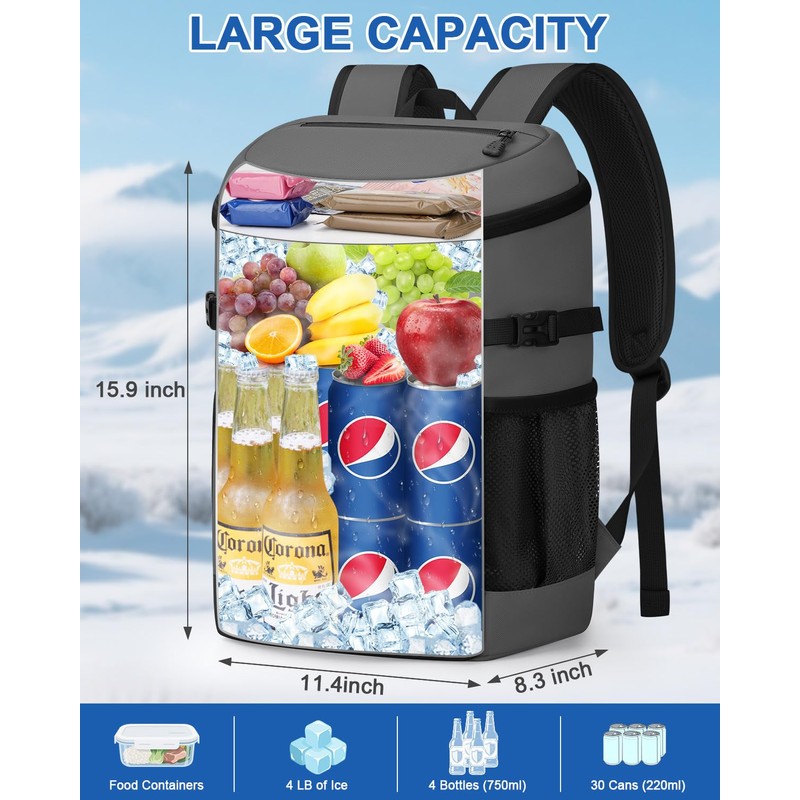 Pritent Cooler Backpack for Men Women Insulated Waterproof Backpack Cooler