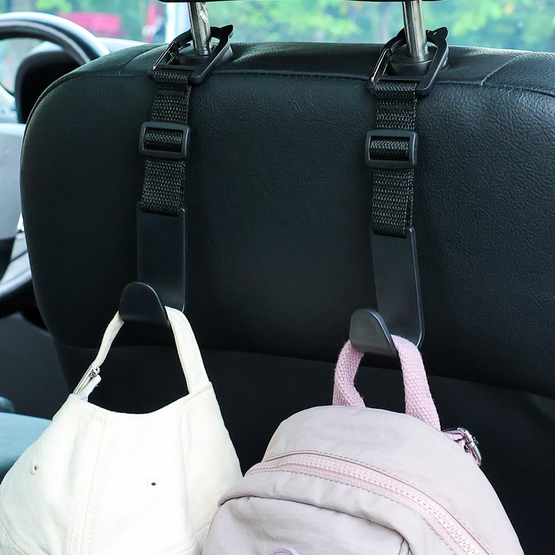 Amooca Car Headrest Hooks 4 Pack Adjustable Universal Fit Auto