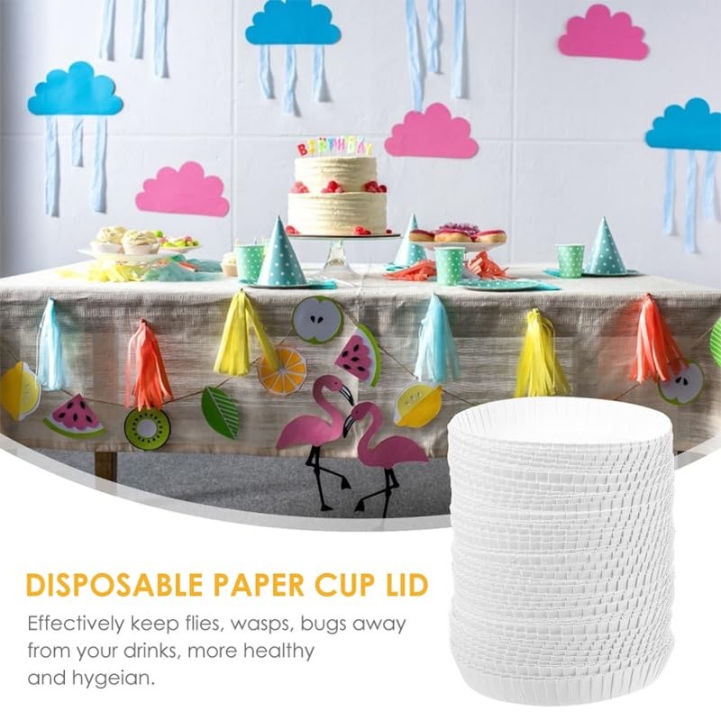 PRETYZOOM 100Pcs Disposable Paper Cup Lids - Hot Cup Covers