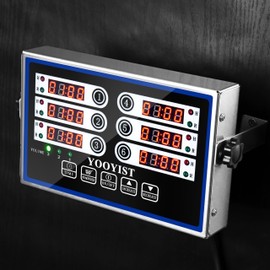 YOOYIST Kitchen Timers for Cooking – 6 Channel Commercial Kitchen Timer Restaurant Kitchen Supplies – Stainless Steel LED Technology Kitchen Timer Digital – Reminder Function, Loud Alarm, Black