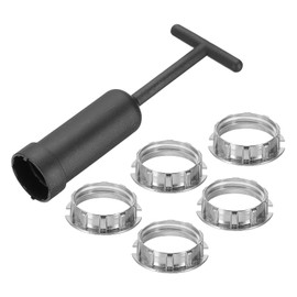 PATIKIL G9 Light Socket Rings Kit, Lamp Shade Holder Adapter 5 Zinc Alloy Ring Replacement with Removal Tool for Lamp Shade Collar Ring Retaining Ring Tool, 120mm Silver Tone