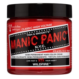 MANIC PANIC Wildfire Red Hair Dye – Classic High Voltage - Semi Permanent Hair Color - Reddish Orange Shade - Glows in Blacklight - For Dark & Light Hair – Vegan, PPD & Ammonia Free - Hair Coloring