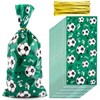 FUNCANDLE 50pcs Soccer Pattern Cellophane Cone Treat Bags with 50