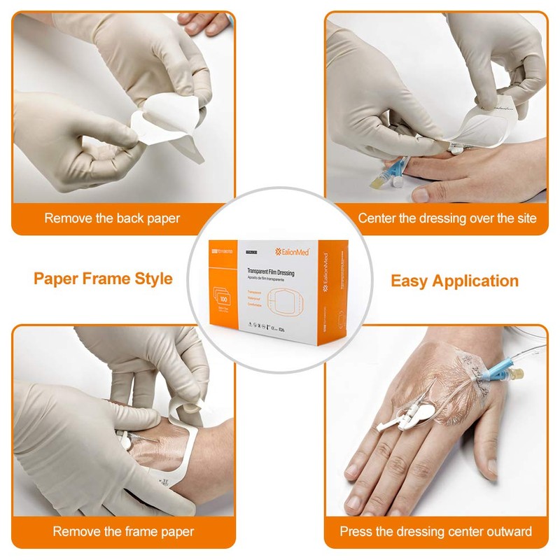 EalionMed Transparent Film Dressing, Waterproof Wound Bandage, Adhesive Patch, 2.75''