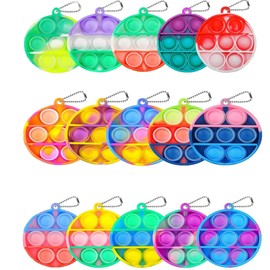 MEISO 15Para 15Pcs Silicona Pop Fidget Juguete Llavero, Colorido Squeeze Juguetes De Descompresión para Aliviar El Estré, Juguetes Sensoriales para TDAH, Alivio del Estrés Autismo, Niños Adultos