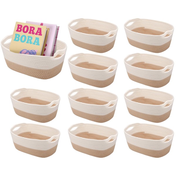 12 Pack Woven Storage Baskets for Organizing Boho Cotton Rope