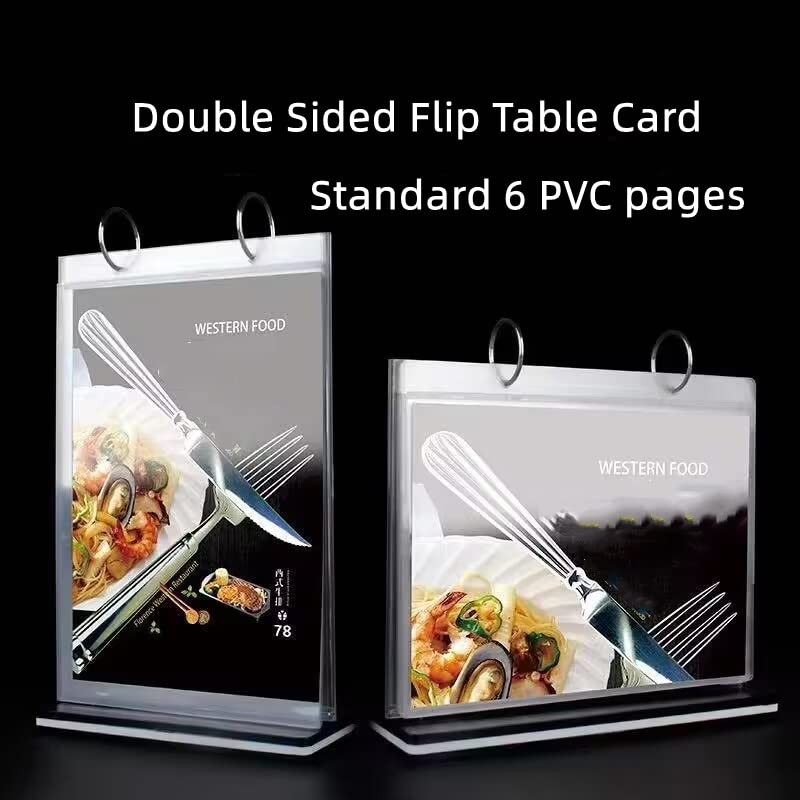 Rikyo Acrylic Sign Holder,Table Card Multi-Page Flip Display 6 Pages-12