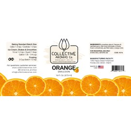 Orange Extract for Baking - Natural Orange Flavoring Emulsion for Cookies, Frosting, Ice Cream, Smoothies and Beverage - 16 fl oz Kosher Orange Flavor by Collective Aromas Co.