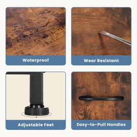 DUMOS Nightstand with 4 Drawers Bedside Table with Removable Fabric Bins Sturdy Steel Frame Wood Top Organizer Furniture for Bedroom Nursery Closet Living Room