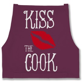 Shirtracer - Apron - Cooking Apron Funny - Kiss the Cook I Gift Cooking, 3 Aubergine
