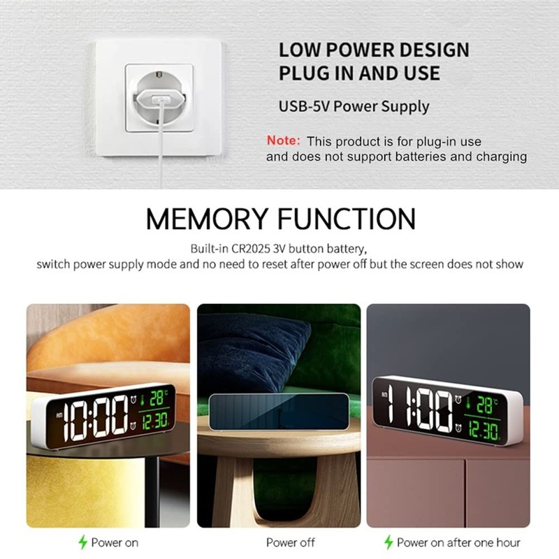 Digital Clock, Clock for Bedroom, Clocks for Living Room Decor,