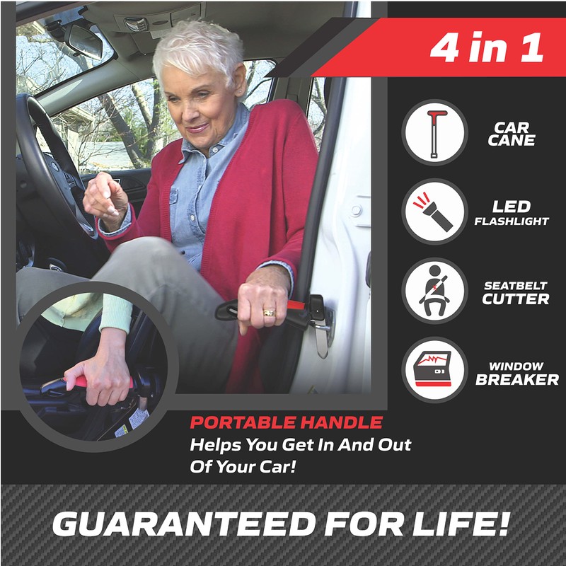 Emson Car Cane, All-in-One Car Cane Door Handle and Mobility