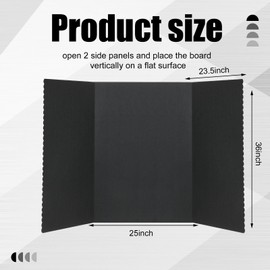 Paterr Trifold Poster Board with Storage Bag, Hook and Loop Fabric, Foldable 3 Panel Presentation Board for Science Fair and Exhibitions(Black,72 x 36 Inch)