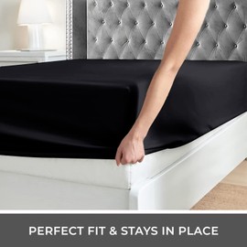 Imperial Rooms Brushed Microfibre Super King Size Fitted Sheets 25 CM Easy Care Soft Bed Sheets Fade Resistant (Black)