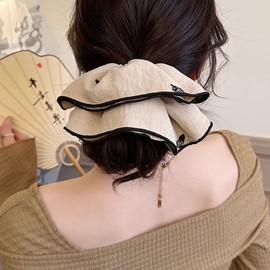 TUCEWP Scrunchies for Women Butterfly Printed Scrunchies for Long Hair Extra Large Jumbo Soft Hair Bandana Scrunchie Double Layer Scrunchy Ponytail Holders Khaki Elastic Hair Ties Hair Accessories