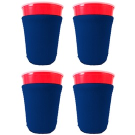 Blank Neoprene Party Cup Coolie (4 Pack, Royal Blue)
