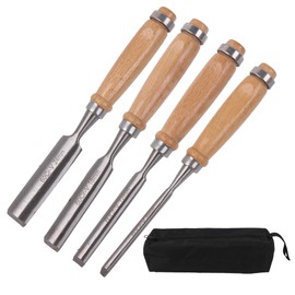 Sevender 4 PCS Wood Chisel CR-V Steel Chisel Steel Forged Half Round Chisel 6/12/18/24 with Storage Bag
