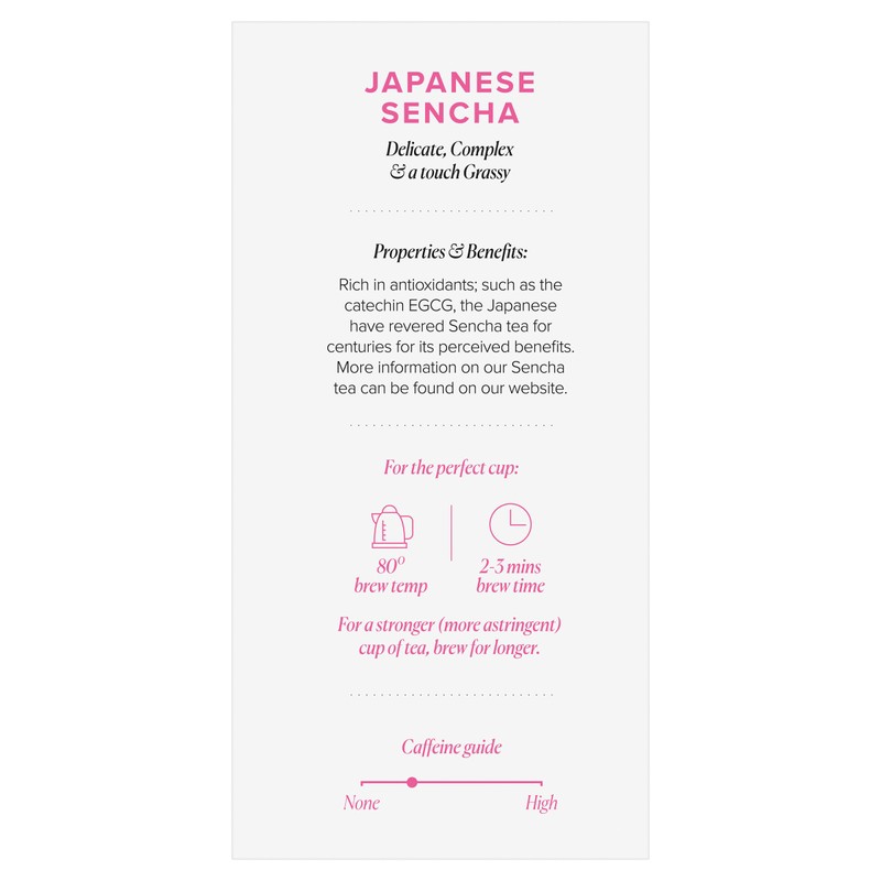 96° Japanese Sencha Green Tea - 20 Pyramid Tea Bags