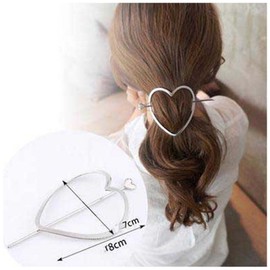 Yheakne Metal Heart Hair Clip Hollow Heart Silver Hair Clip Vintage Hair Clip Pin Bun Holder Alloy Bobby Pin Metal Hair Accessories for Women and Girls