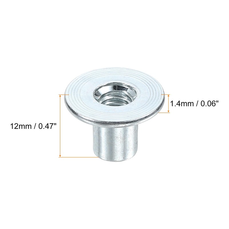 uxcell M6 T-Nuts, 24pcs Carbon Steel Tee Nut Round Base