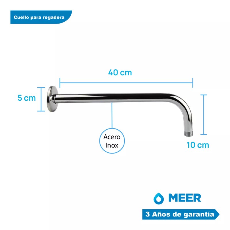 CNX Meer Regadera Con Tubo Y Repisa Para Baño Acero