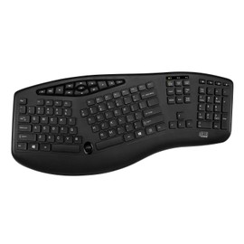 Adesso WKB-1600CB TruForm Media Wireless Ergonomic Keyboard & Optical Mouse Combo with 24 GHz RF Technology, Split Design, Adjustable DPI, and Multimedia Hotkeys