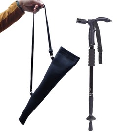 Camping & Hiking Poles Telescopic Portable Flexible Adjustable Walking Sticks for All Heights, Anti-Shock Aluminum Folding Cane Lightweight (Black with Cover)