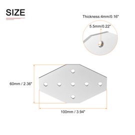 DTGN 3.94"x2.36"(LxW) Octagon Joining Plate - 1Pack - Good for 3D Printer Frame - Outside Corner Bracket 2020 Aluminum Extrusion - Silver Tone