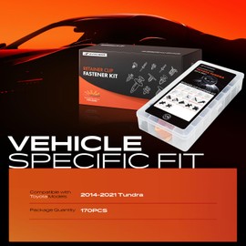 A-Premium 170PCS (17-Type) Car Retainer Clip Kit Compatible with Toyota Tundra 2014-2021 Bumper Fender Hood Door Trim Panel Auto Push Pin Plastic Rivet Fastener Replacement Set, w/Removal Tool