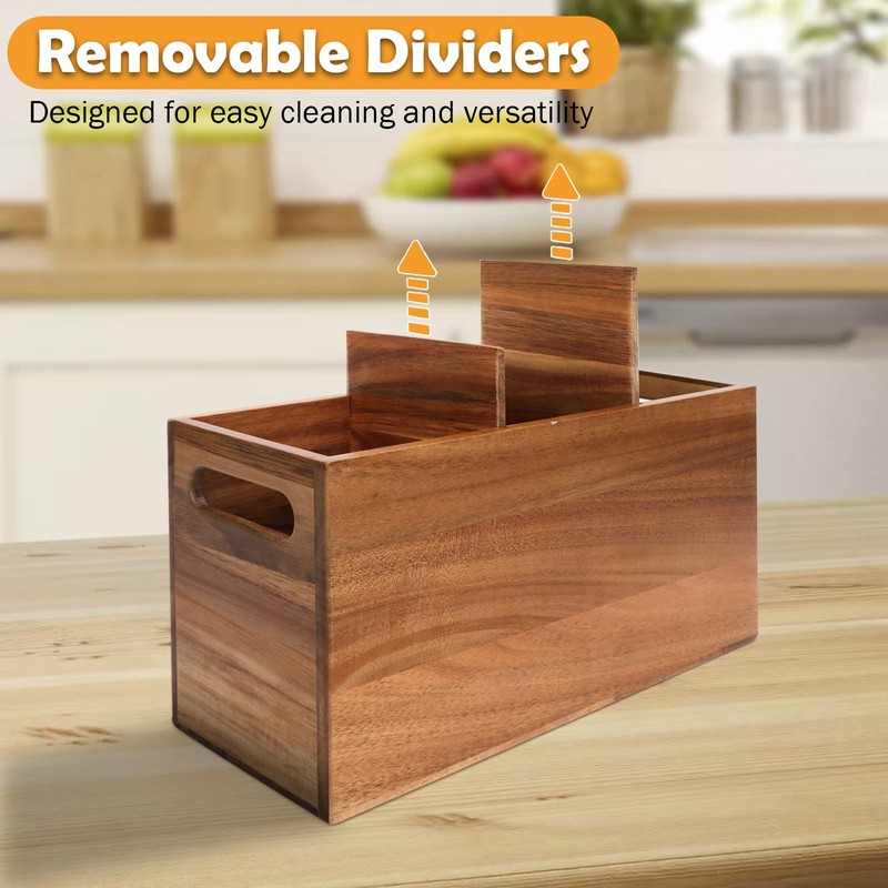 Relaxing Garden Wooden Utensil Holder for Kitchen Counter with Spoon
