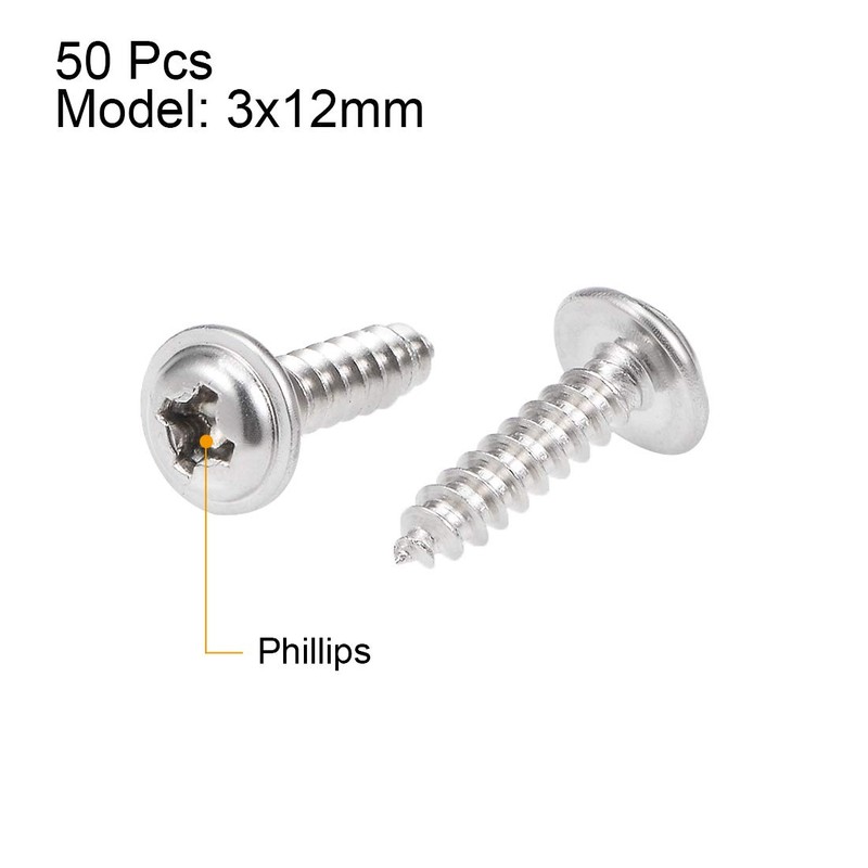 sourcing map Self-Tapping Screws Phillips Head 304 Stainless Steel Connection