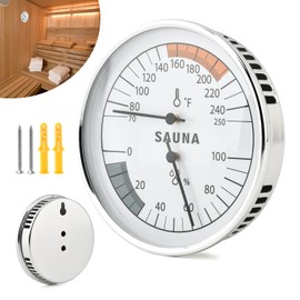 Sauna Thermometer and Hygrometer, 2 in 1 Hanging Sauna Temperature Gauge, Precise Temperature & Humidity Gauge for Sauna Roomsk Indoor Humidity, Temperature Range 70-250°F, Humidity Range 0-100%