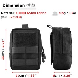 Azarxis Molle Tactical Pouch, Multi-Purpose Military Admin EDC Utility Pouch Backpack Accessories Gadget Tool Gear Organizer for Outdoor Hiking Camping Hunting Cycling Trekking Climbing (Black)