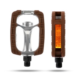 Bicycle Pedals, Classic Bicycle Pedals for City/Trekking with Non-Slip Fixed Pedals Made of Rubber, Includes Reflectors, Industrial Ball Bearings, StVZO Approved, Comfortable, Lightweight, One Size EU