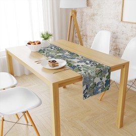 Snycler 13x72 Inch Table Runner Chinoiserie Vintage Style Mountain Spring Summer Table Runner, Seasonal House Trees Luxury Farmhouse Kitchen Dining Table Decoration for Home Party Decor