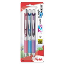 Pentel EnerGel Deluxe RTX Retractable Liquid Gel Pen, Medium Line, Metal Tip, Assorted Ink, 3 Pack (BL77BP3M1)