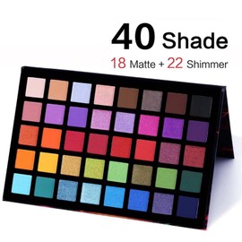 40 Colours Eyeshadow Palette, Colourful Eyeshadow Palette, Matte and Shimmering, Rainbow Colour Matte Glitter Shadow Palette for Holiday and Everyday Make-Up, Fine Powder, Long Lasting Brilliant