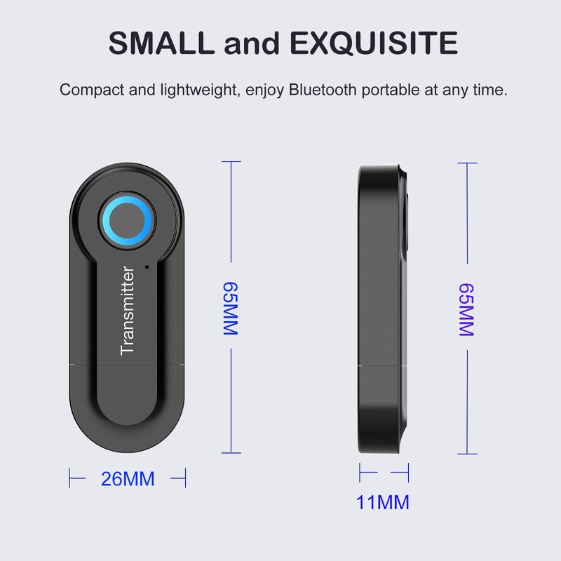 Andven Wireless Bluetooth Transmitter, 3.5mm Portable Stereo Audio Adapter for