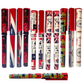 London souvenir Set of 12 Pens - London Landmark Cap Pen - Union Jack Pen - British Gift Pen London Icons Pens